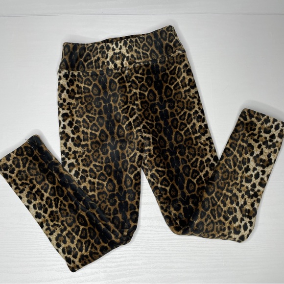 Jinlaba Fleece Leggings Girls 7 US 120 CM Animal Print Cheetah Cozy Leggings - Picture 1 of 11